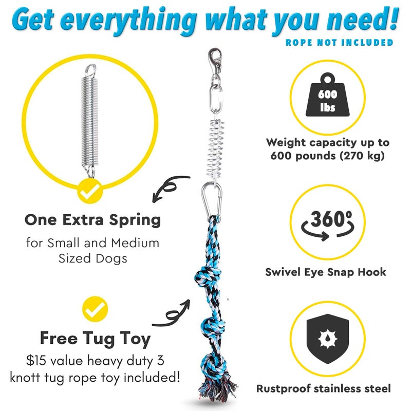 YES4QUALITY Flirt Pole for Dogs, 2 Durable Spring Poles with Strong Dog Rope Toy, Heavy Duty Lure Pole for Dogs of Any Size, Dog Toy for Fun Obedience Training & Exercise, Pull & Tug of War Toy - Image 4